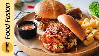 Korean Crispy Chicken Burger Recipe By Food Fusion [upl. by Acassej]