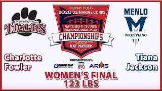 2020 NWCA MultiDivision National Duals  NAIA Womens FINAL  Fowler vs Jackson  123 [upl. by Wartow717]