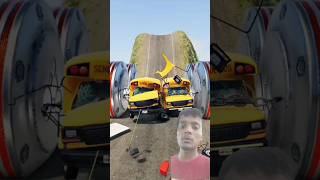 School bus amp Cars vs Chained Bollards Crush  BeamNGDrive shorts beamng viralshorts car [upl. by Zinck]