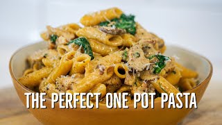 One Pot Creamy Garlic Mushroom Chicken Pasta [upl. by Rikki]