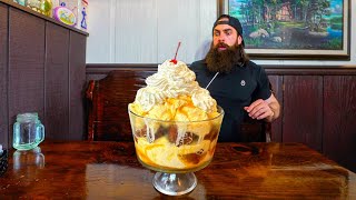 TRYING TO BEAT A 10000 CALORIE SUNDAE CHALLENGE IN PENNSYLVANIA  BeardMeatsFood [upl. by Verine]