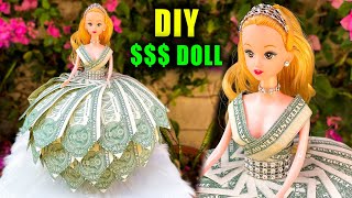 HOW TO MAKE A QUINCEAÑERA MONEY BARBIE DOLL DIY GIFT  Lucykiins [upl. by Terzas]