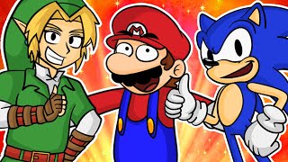 Funny Mario Crossover Animation Compilation  Zelda Smash Bros Sonic Pokemon Friday Night Funkin [upl. by Gerti]