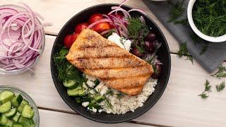 Grilled Salmon Mediterranean Bowl Recipe  CharBroil [upl. by Cornell282]