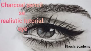 how to draw eye  charcoal pencil realistic eye tutorial drawing step by step easy [upl. by Llewop]