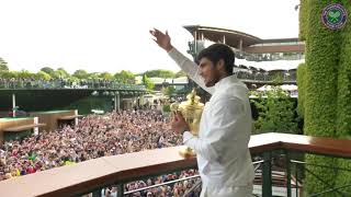 Carlos Alcaraz presents the Wimbledon trophy to the fans  Wimbledon 2023 [upl. by Geldens353]