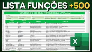 Lista de Funções no Excel  Planilha Baixar Grátis  As principais fórmulas e funções do Excel [upl. by Hcahsem]