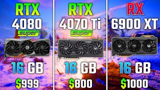 RTX 4080 SUPER vs RTX 4070 Ti SUPER vs RX 6900 XT  Test in 7 Games [upl. by Aleirbag710]