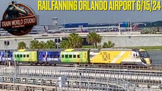 Railfanning Orlando Airport feat Brightline 61524 [upl. by Cirenoj584]