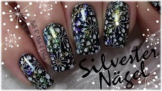 Schneeflocken Silvester stamping Nageldesign  Snowflakes New Years Nail Art Design [upl. by Lapointe532]