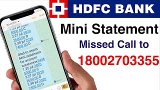 HDFC Bank Mini Statement By Missed Call  Hdfc bank ki mini statement kaise check kare [upl. by Der]