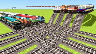 8 TRAINS CROSS ON THE LOTS OF SPEED BUMPERS AT REAL DIAMOND CROSSING ▶️ Train Simulator  CrazyRails [upl. by Anauj]