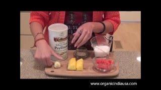 Making Psyllium Husk Watermelon Smoothies with Organic India  Pineapple Watermelon Smoothie [upl. by Alrac]