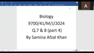 A level Biology 9700 Paper41 May June 2024 Q [upl. by Mitzl]