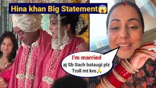 Hina Khan Secretly Married Aged Man Hina Khan Reaction on her Wedding After Dating Rocky Jaswal [upl. by Tessa]