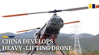 Heavylifting drone developed in China raises bar for highaltitude construction work [upl. by Leahci]