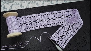 Easy to Crochet Lace Tape Ribbon pattern design  Four Rows repeat [upl. by Akeimat]