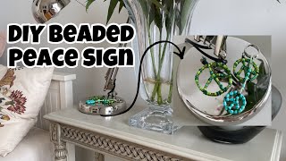 DIY wisiorek z PINTERESTA✌️  DIY Beaded Peace Sign Pendant Tutorial [upl. by Airan]