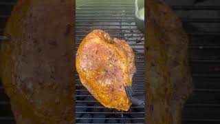 SMOKED TURKEY BREAST BASTINGgrill turkey howtomake bbqlovers meat fypp grilling food fyp [upl. by Noletta]