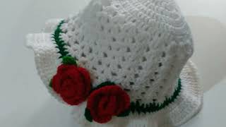 crochet woolen Rose 🌹cap [upl. by Fritzie79]