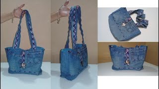 DIY Bolso vaquero con bies  Reciclado [upl. by Haibot204]