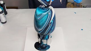 Acrylic Pour on a Vase Sealed with Resin  Start to Finish [upl. by Maltzman908]