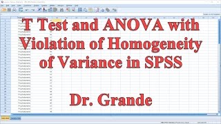 Interpreting T Test and ANOVA with Violation of Homogeneity of Variance in SPSS [upl. by Starbuck263]