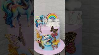 How to Make a Stunning UnicornThemed Cake  Butterflies amp Rainbow Delight youtubeshorts unicorn [upl. by Nalon516]