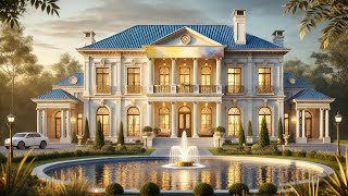 Luxurious Italian Style Mansion Tour Off White Gold and Zinc Blue Elegance [upl. by Cinda]