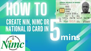 Register NIMC NATIONAL ID CARD NIN in 5 mins [upl. by Bravar914]