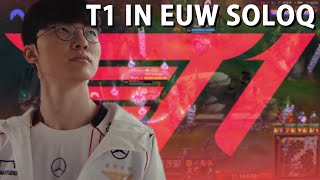 T1 PLAYERS IN EUW SOLOQ  THE LAST STREAM WORLDS 2024  Faker  Gumayusi  Keria  Zeus  Oner [upl. by Nylorak]