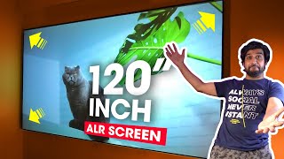 HUGE 120INCH 3D 4K TV Screen⚡️ My ULTIMATE Home Theater Setup  BIGVUE ALR Projector Screen Review [upl. by Bortz457]