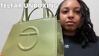 TELFAR UNBOXING  SMALL DRAB SHOPPING BAG REVIEW [upl. by Eahcim541]