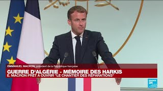 Macron quotdemande pardonquot aux Harkis au nom de la France • FRANCE 24 [upl. by Alleuqram]