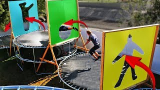 Parkour through Impossible Shapes in our Backyard Trampoline Park [upl. by Sethrida]