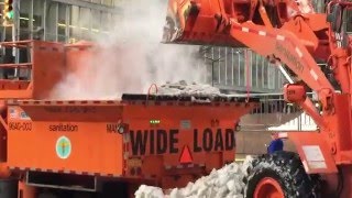 DSNY NEW YORK CITY DEPARTMENT OF SANITATION USING FRONT LOADERS amp SNOW MELTING MACHINE AFTER JONAS [upl. by Maryellen]