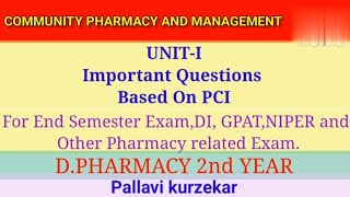 Important question  Community Pharmacy and Management  DPharmacy 2nd year Chapter 1 [upl. by Clemence]