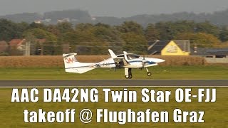 AAC DA42 Twin Star takeoff  Flughafen Graz  OEFJJ [upl. by Belac]