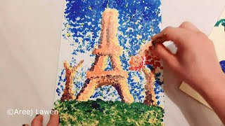 how to make pointillism painting eiffel tower george seurat [upl. by Anikram]