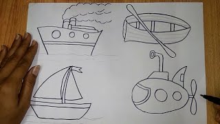 Easy drawing of Water Transport Way of transport Part  3 [upl. by Farica]