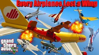 GTA V New Updated Every Airplanes Lost a Wing Longer Crash and Fail Compilation 60FPS [upl. by Gnim]