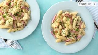 Pasta Carbonara met geroosterde bloemkool  CookLoveShare [upl. by Mufinella808]