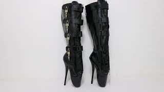 Sorbern Black Lockable Zippers 8 Straps Locks Ballet Boots Women Stilettos High Heel [upl. by Haneekas]