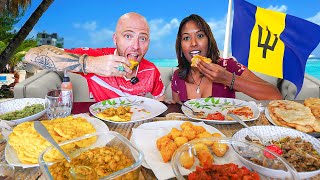 Is THIS The Best TRINI FOOD in BARBADOS Doubles Bake amp Herring and Aloo Pie [upl. by Dalton219]