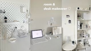 Room and desk makeover ☆ aesthetic pinterest inspired￼ minimalist daiso kpop acubi stationary [upl. by Adnawahs]