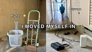 MOVING MYSELF INTO MY NEW APARTMENT 🏡  WIFI SET UP  CLEARING MY STORAGE UNIT  Moving vlog 4 [upl. by Milzie]