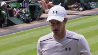 Murray wins point after returning 147mph serve from Raonic [upl. by Nitsirc]