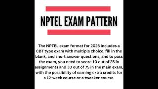 NPTEL EXAM PATTERN  nptel  govtjobs shortsfeed [upl. by Sinned]