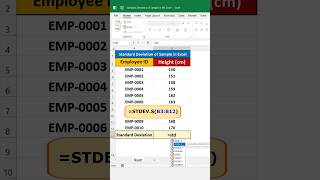 Standard Deviation of Sample is Estimated by STDEVS Function in Excel shorts excel statistics [upl. by Abagail]