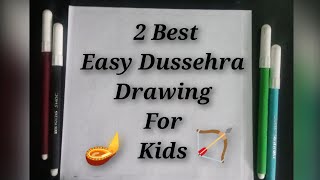 2 Best Dussehra poster drawing  Vijayadashami poster making ideas  Dussehra easy drawing for kids [upl. by Ocsinarf]